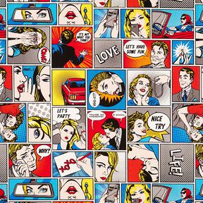 Tissu de décoration Semi-panama Comic Pop-Art – blanc, 