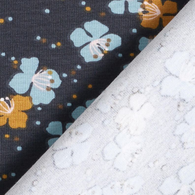 Jersey coton Jolies petites fleurs – bleu noir, image number 4