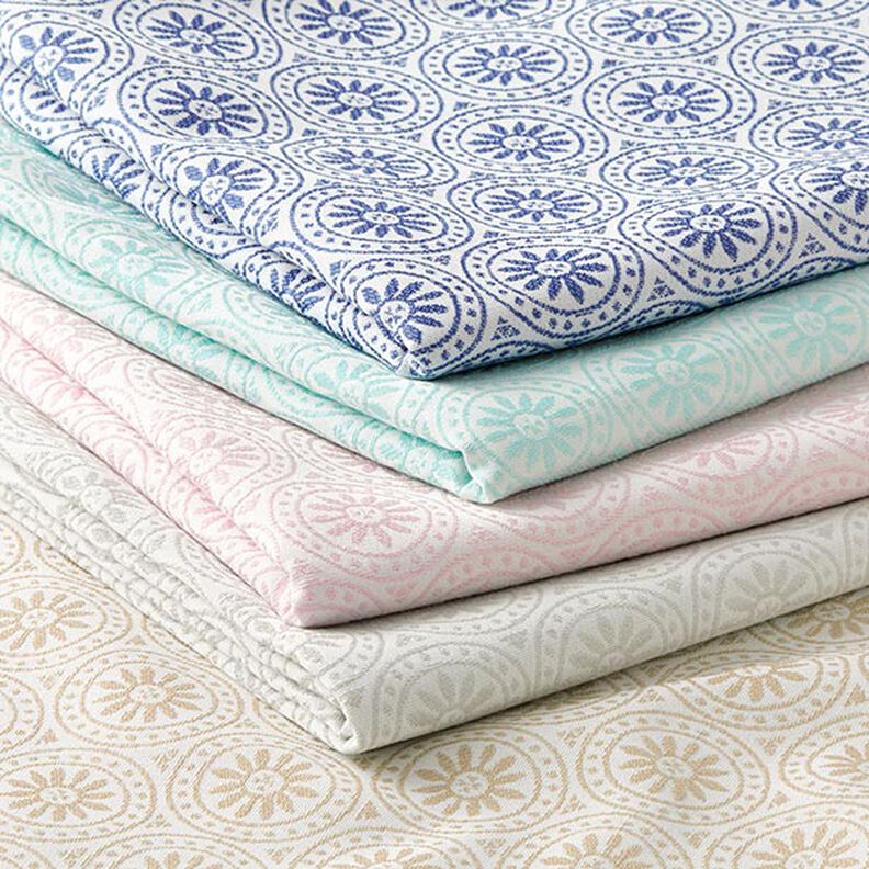 Tissu d'extérieur Jacquard Ornements cercle – menthe/écru,  image number 5