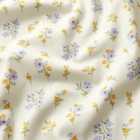 Tissu en coton Cretonne Petites fleurs – crème/mauve, 