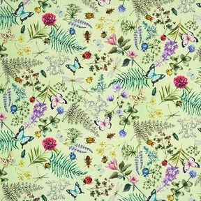 Tissu d’extérieur Canvas Fleurs sauvages & Insectes – vert pastel, 