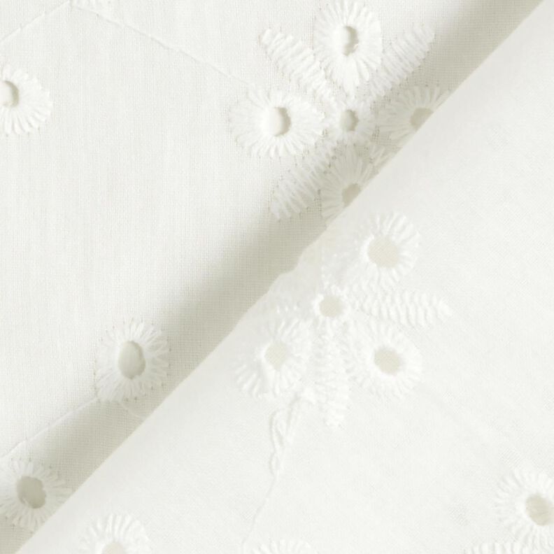 Dentelle brodée fleurs et feuilles – blanc,  image number 4