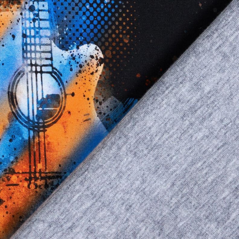 Jersey coton Panel guitare | Glitzerpüppi – noir/orange,  image number 4