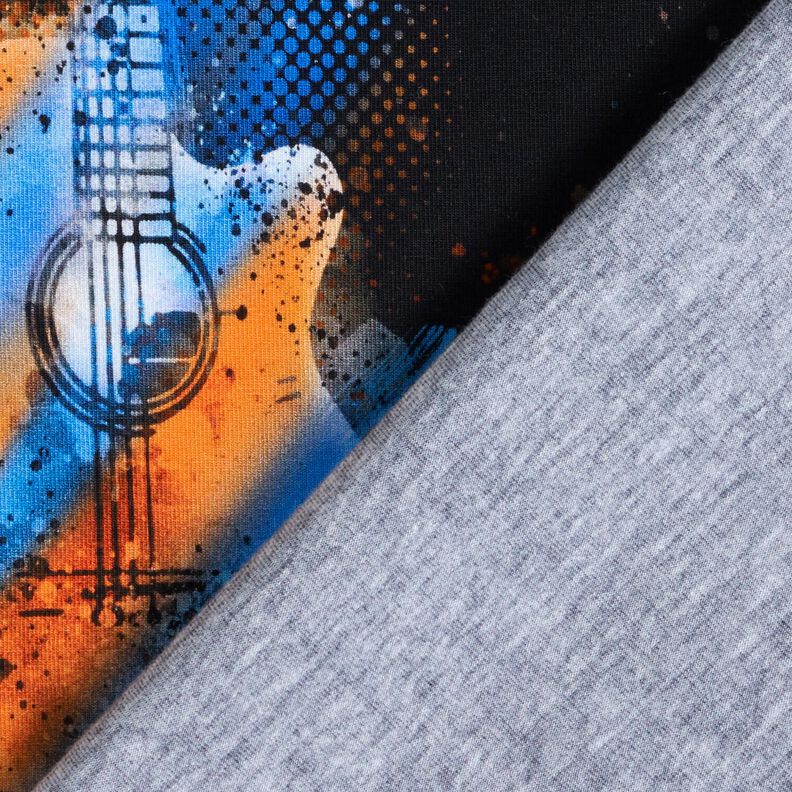 Jersey coton Panel guitare | Glitzerpüppi – noir/orange, image number 4