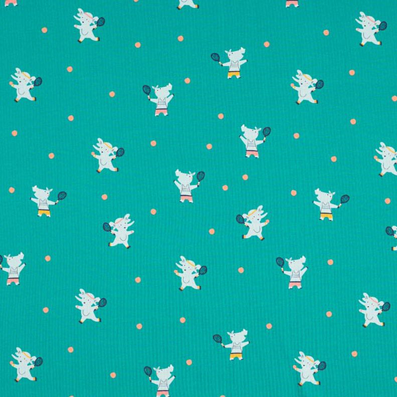 French Terry Sweat d’été animaux tennis | PETIT CITRON – pétrole,  image number 1