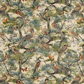 Tissu de décoration Gobelin oiseaux artistiques – beige clair/pin, 