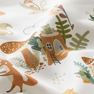 Tissu en coton Popeline Forêt de lettres – blanc, 