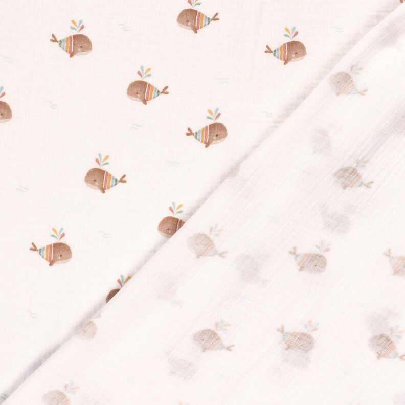 Tissu double gaze de coton baleine rayée Impression numérique – ivoire,  image number 4