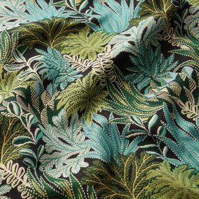Tissu de décoration Jacquard Feuilles de la jungle – noir/vert, 
