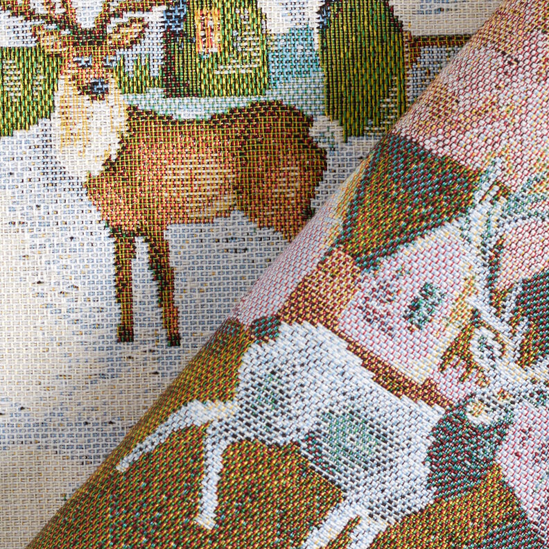 Tissu de décoration Gobelin Paysage hivernal – ivoire/turquoise clair,  image number 4