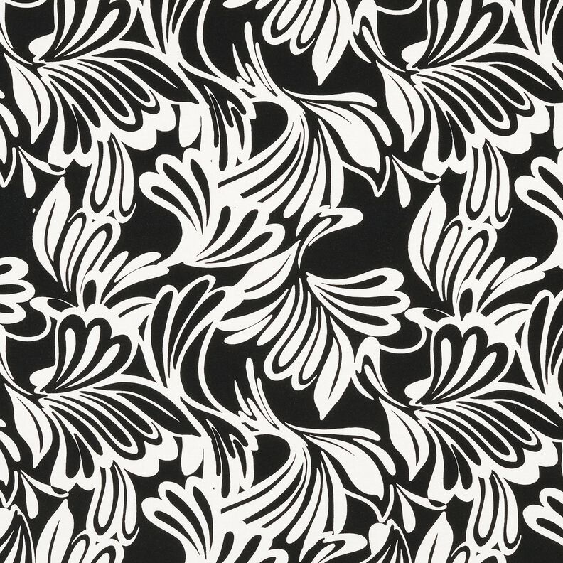 Jersey viscose Fleurs abstraites – noir/ivoire, image number 1