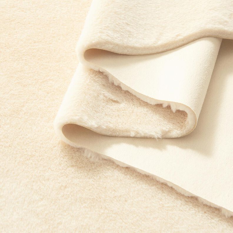 Tissu en velours avec envers fausse fourrure – crème,  image number 8