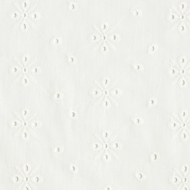 Dentelle brodée fleurs et feuilles – blanc,  image number 1
