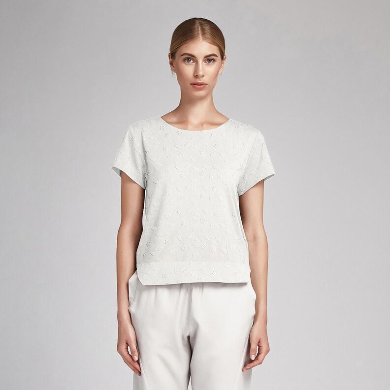 Tissu en coton broderie 3D fleurs &ndash; blanc,  image number 7