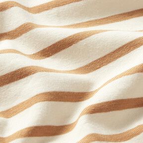 Jersey de coton Rayures fines et larges – crème/cannelle, 