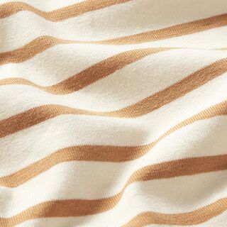 Jersey de coton Rayures fines et larges – crème/cannelle, 