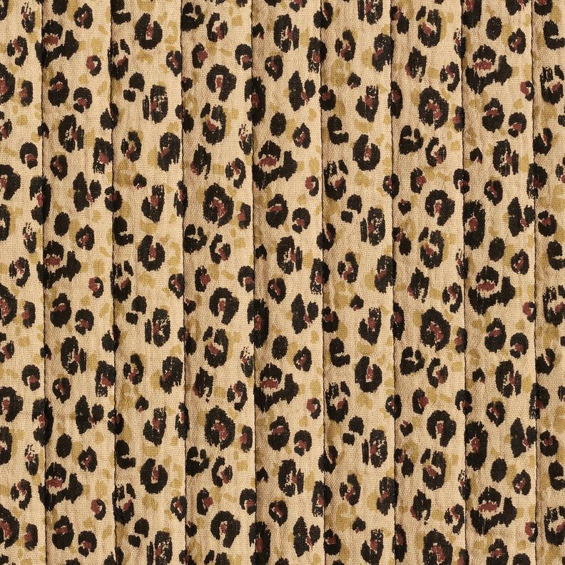 Tissu gaze de coton Tissu matelassé Imprimé lion – beige/noir, image number 1