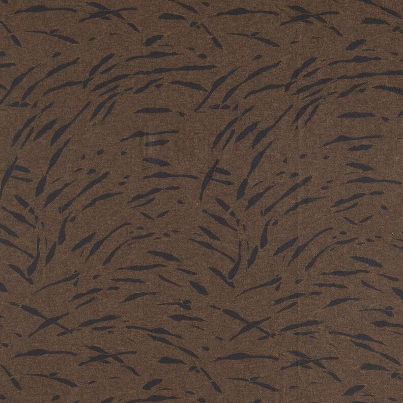 Jersey romanite tissu gratté avec rayures abstraites – marron noir,  image number 1
