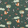 Popeline coton Animaux de la forêt heureux – vert foncé/orange pêche,  thumbnail number 1