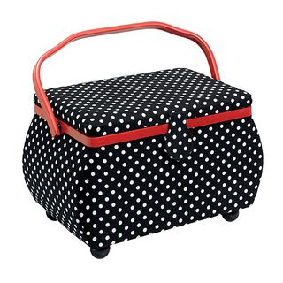 Coffret à ouvrage à pois [ Dimensions : 32 x 20,5 x 20 cm ] | Prym – noir, 