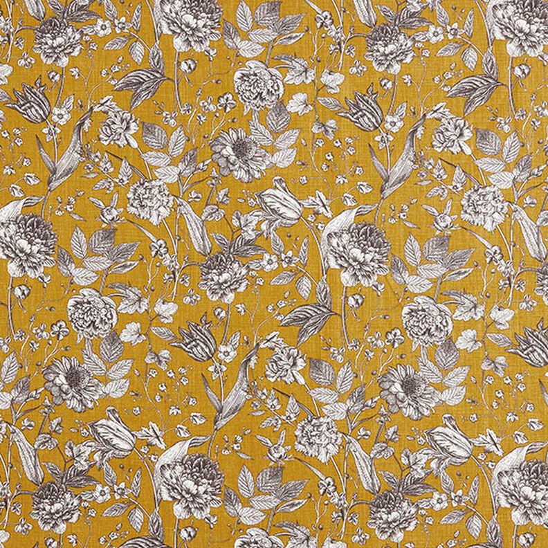 Tissu de décoration Semi-panama Plantes opulentes – moutarde,  image number 1