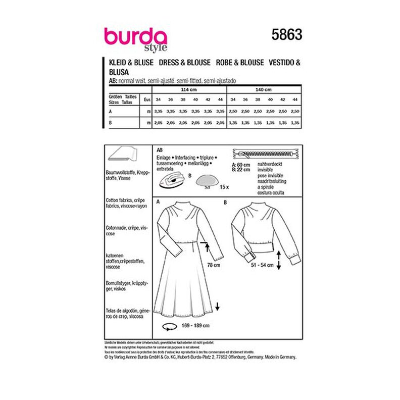 Robe / Chemisier | Burda 5863 | 34-44,  image number 9