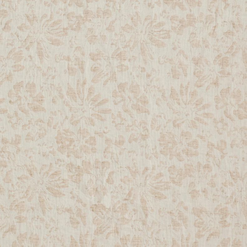Tissu double gaze de coton Mélange lin Fleurs – amande,  image number 1