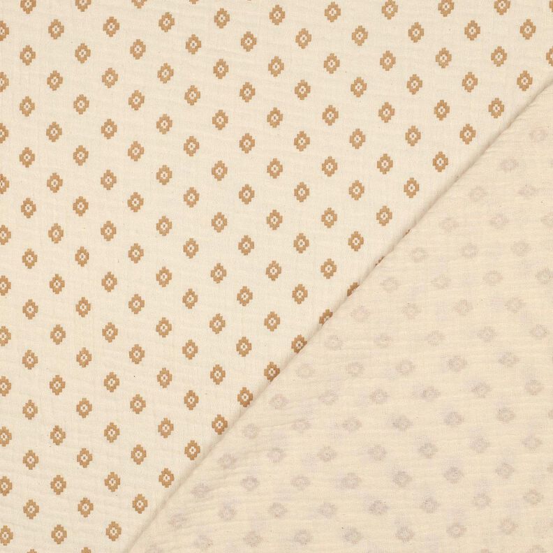 GOTS Tissu double gaze de coton Motif losanges boho  | Poppy Fabrics – crème/cannelle,  image number 4