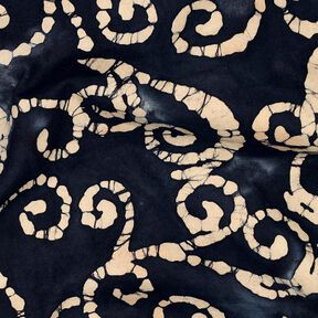 Tissu en coton Kringel batik – bleu noir/sable, 