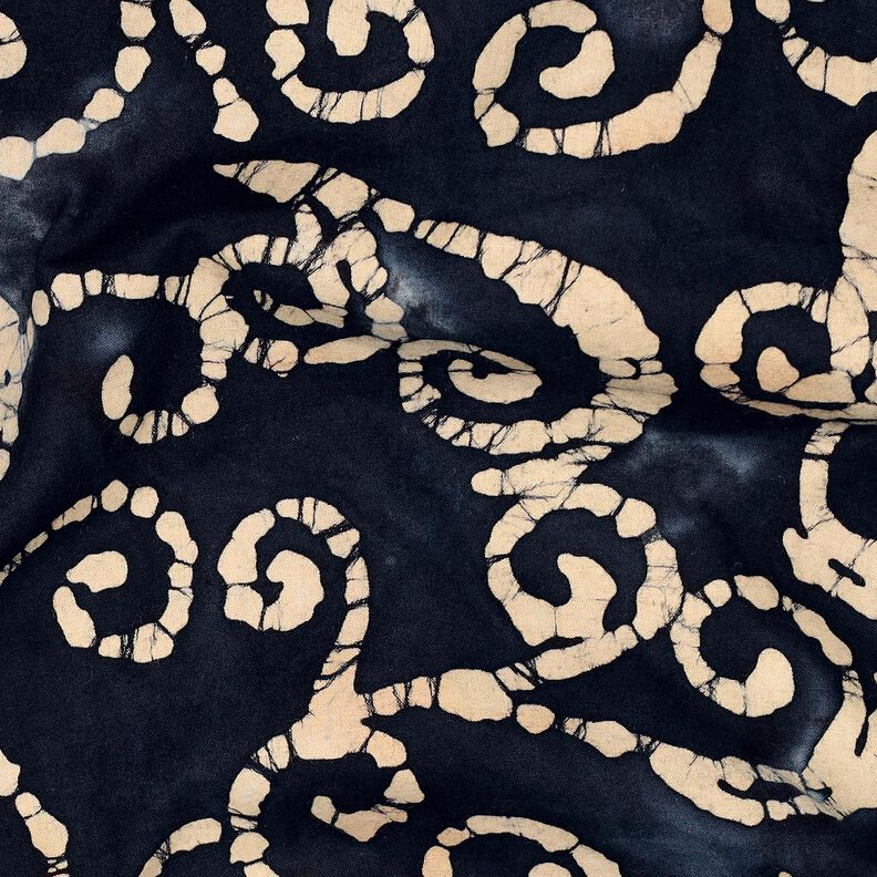 Tissu en coton Kringel batik – bleu noir/sable,  image number 2