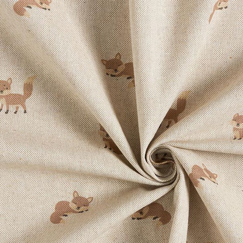 Tissu de décoration Semi-panama Petits renards – nature/caramel,  image number 3