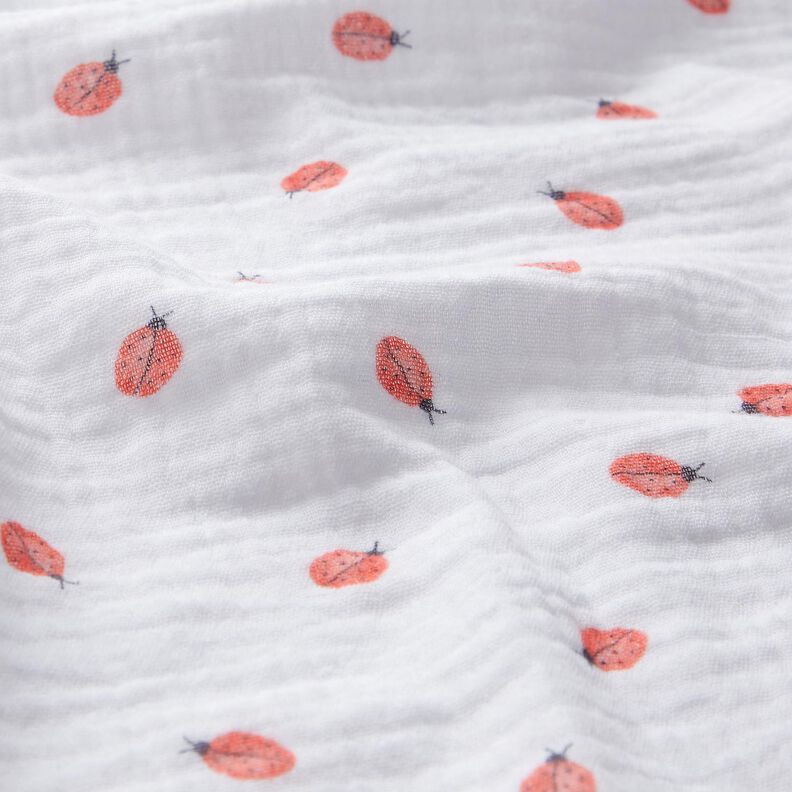 Tissu double gaze de coton Coccinelles Impression numérique | Poppy Fabrics – blanc,  image number 2