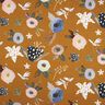 Tissu de décoration Semi-panama Grandes fleurs rétro – caramel/kaki clair,  thumbnail number 1
