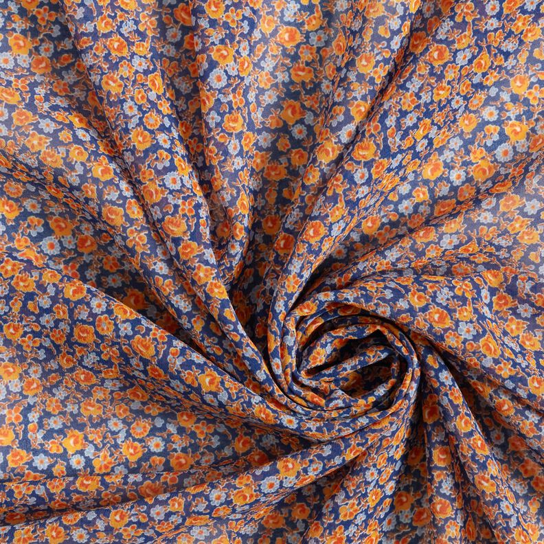 Chiffon Mille-fleurs – indigo/orange,  image number 3