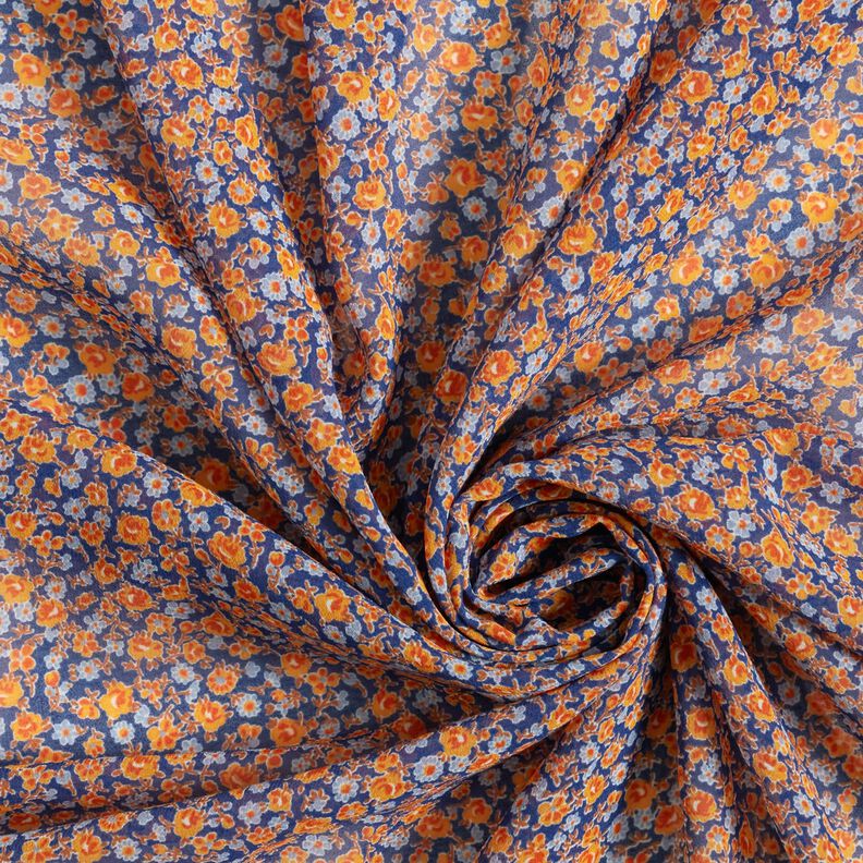 Chiffon Mille-fleurs – indigo/orange, image number 3