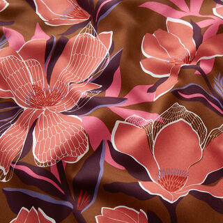 Satin de coton Magnolias | Nerida Hansen – marron moyen, 