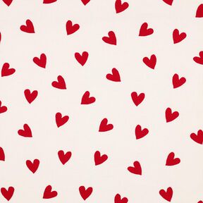 Flanelle coton Cœurs | Poppy Fabrics – ivoire/carmin, 