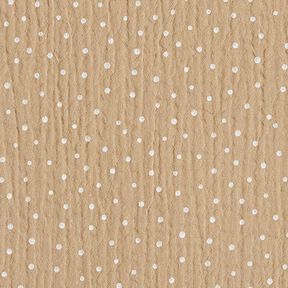 Tissu double gaze de coton Petits points – beige/blanc, 