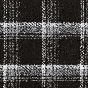 Tissu pour manteau Tissu bouclette à carreaux – noir/blanc, 