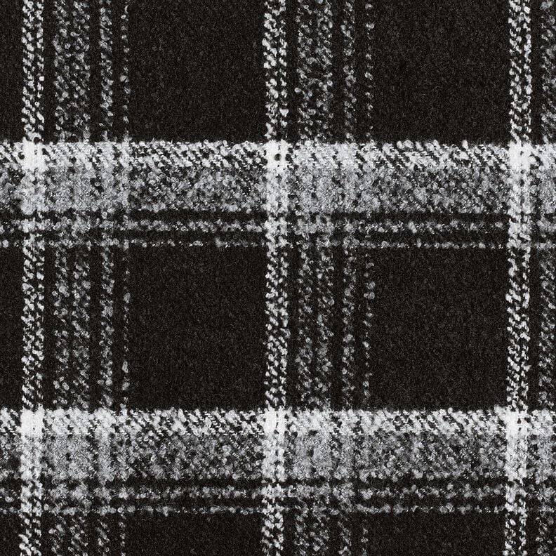 Tissu pour manteau Tissu bouclette à carreaux – noir/blanc,  image number 2