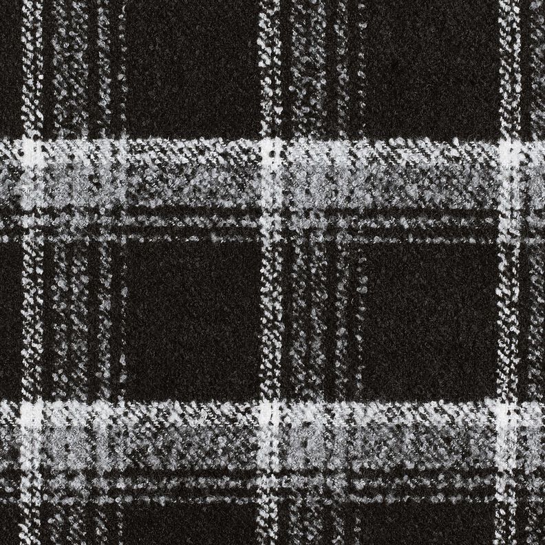 Tissu pour manteau Tissu bouclette à carreaux – noir/blanc, image number 2