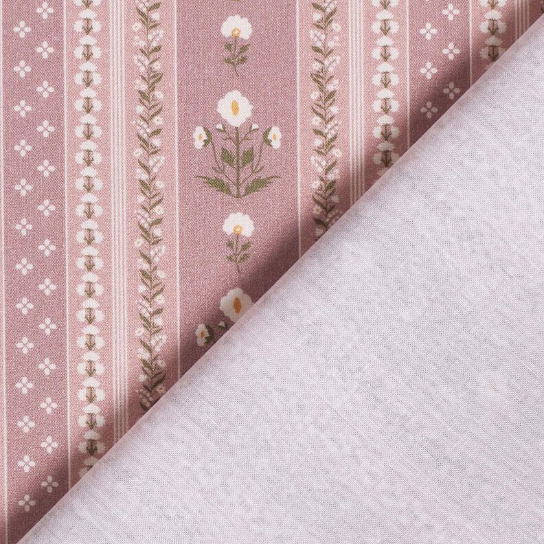 Tissu en coton Popeline guirlandes de fleurs – vieux rose/écru, image number 4