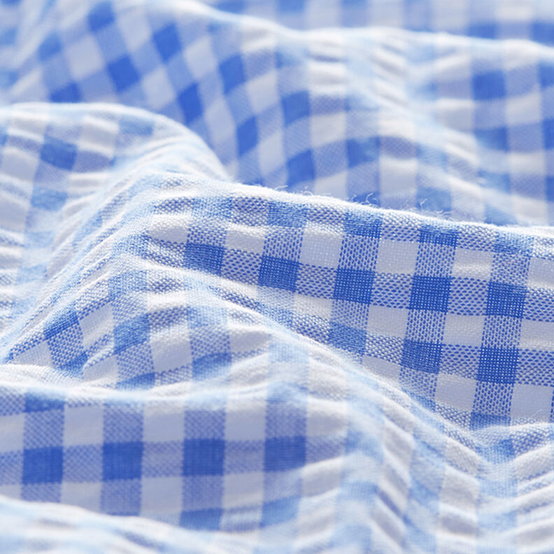 Seersucker Mélange coton à carreaux Vichy – bleu clair,  image number 2