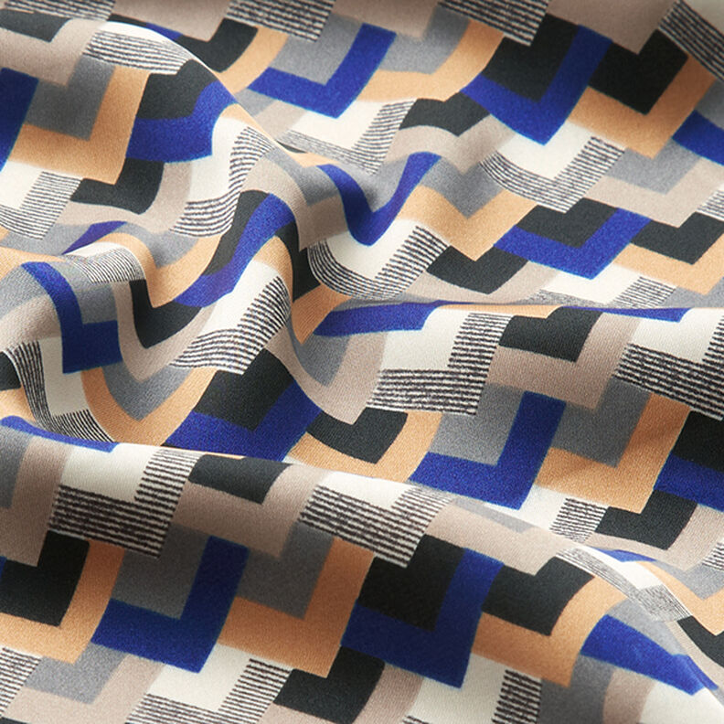 Satin léger Motif rétro – indigo/beige, image number 2