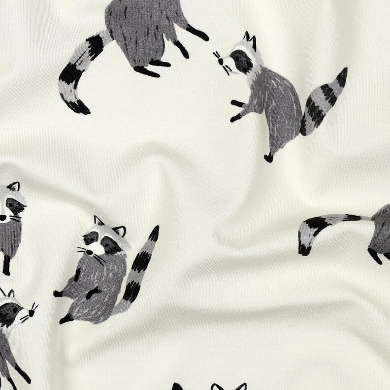 Jersey coton Ratons laveurs Impression numérique | Poppy Fabrics – écru, image number 2