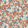 Tissu viscose fleurs mouchetées – terre cuite/bleu,  thumbnail number 1