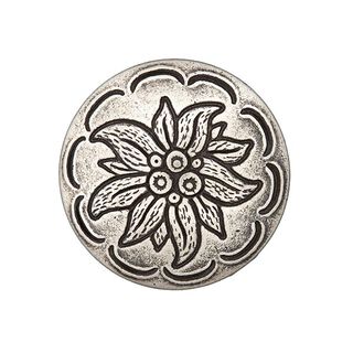 Bouton folklorique Rinceau de fleurs - argent ancien métallique métallique vieilli métallique, 
