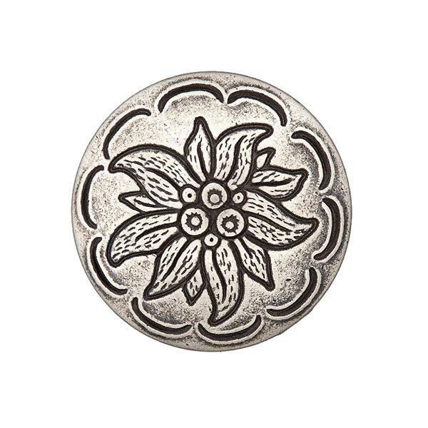 Bouton folklorique Rinceau de fleurs - argent ancien métallique métallique vieilli métallique,  image number 1