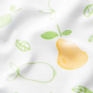 GOTS Jersey coton Poires aquarelle | Tula – blanc, 