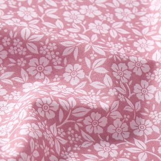 Popeline coton Fleurs bicolores – vieux rose/rosé, 